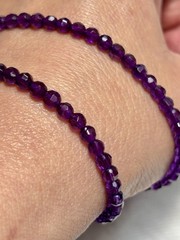 Vintage 4mm Faceted Amethyst Bead Necklace 14k Lobster Claw Clasp 18” Sparkles