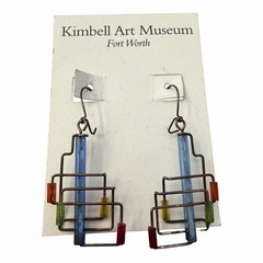VTG Barbie Levy Barb Wire Art Pierced Dangling Earrings Abstract 1980s Kimball