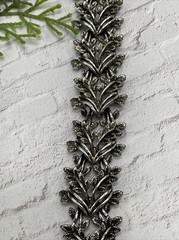 Vintage Unbranded 1950’s Leaf Leaves SILVER Tone Heavy BRACELET 7”