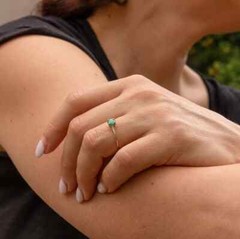 Vintage Round Cut Lab Created Emerald Engagement Wedding Ring Yellow Gold Plated