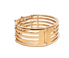 Vintage Signed Butler Gold Tone Rhinestone Hinged Cuff Bracelet SEE DESCRIPTION