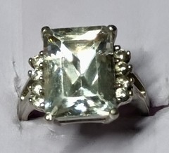 Vintage 925 Sterling Silver Emerald Cut Clear CZ Cocktail Ring Statement Size 13