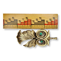 Vintage Green-Eyed Gold Tone Articulating Owl Pendant Super Cute