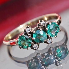 14k yellow gold ring 0.40ct Lab-created emerald diamond sz 5 vintage 1.5g N3096A