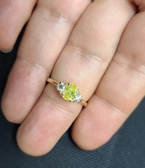 14k Yellow Gold Ring 1.01CT.Natural Fancy Intense Yellow Diamond Oval GIA CERT