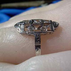 Original EARTH MINED DIAMOND Deco Engagement Ring Vintage Style 14K WHITE GOLD 6