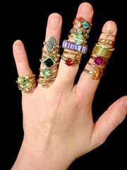 25 Pc Vintage & Modern Costume Ring Lot—Colorful Art Deco Cluster Baguette