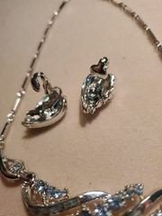 Coro Vintage Necklace Earrings Set, Blue Rhinestones Silvertone Setting, Fresh