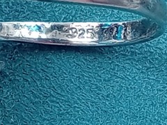 Sterling Silver Ring w. London Blue Faceted Topaz Gemstones in Leaf Pattern: S8