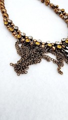 Signed Beaded chain rhinestone bib statement necklace 18″