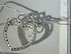 Vintage NOS Open Heart CZ Slide Pendant Necklace 18″ Box Chain