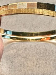 2 MONET Signed bracelets gold tone metal bangle 1 12k GF Marathon hinged TX311