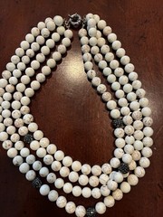 Vintage Layered necklace with White decorative beads and custom clasp