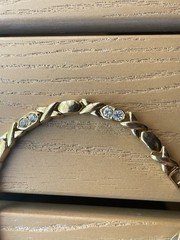 Vintage 14k Gold Plated Xoxo Hugs And Kisses Bracelet Fold over Clasp Rhinestone