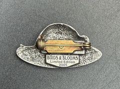 Vintage Birds and Blooms Hat Pewter Pin 2005
