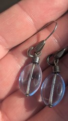 Vtg 925 Sterling Silver Sky Blue Teardrop Dangle Earrings