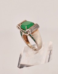 JC Sterling silver vintage green chalcedony ring sz 7