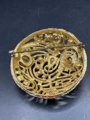 Vintage La Roco Domed Braided Filigree Austrian Crystal Brooch