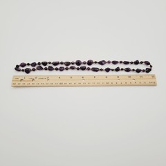 Vintage Amethyst Beaded Necklace Purple 24″ Brass Spacer Beads Natural Nuggets