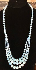 VTG CZECH Art Deco Graduated OPALINE GLASS Triple Strand Festoon Swag NECKLACE