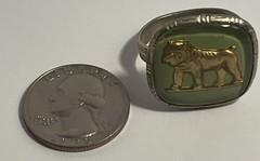 Vintage Men’s Signet Ring Intaglio Bulldog “Mack” Trucks Advertising Adjustable