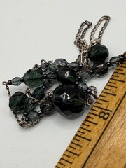 Sterling Silver Glass Blue Gray Bead Y Drop Necklace Lariat Italy 925 9.6 gram