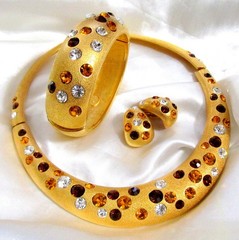 VTG RUNWAY LUXE JACKIE COLLINS GP SWAROVSKI CRYSTAL NECKLACE BRACELET EARRINGS