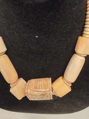 Vintage Kenya Hand-Carved Beaded Tribal Boho Necklace with Large Pendant 22″