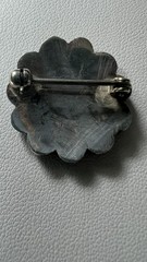 Vintage Zuni Native 925 Silver Sunface Brooch Inlay Design Natural Stones