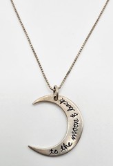 Sterling Silver ” To The Moon and Back” Cresent Moon Pendant on Chain Necklace