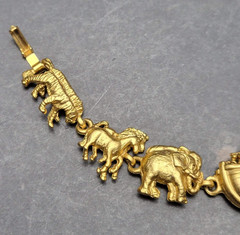 Vintage OAJC Noah’s Ark Bracelet & Brooch Set Gold Tone Animals Original America