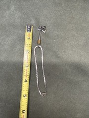 Vintage Tomahawk Axe Charm Pendant On A Matching Chain Hatchet Axe Charm