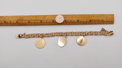 1969 Elco Charm Bracelet Gold Filled Mid Century Modern 3 Charms Christmas Tree