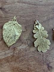Vintage 1980’s Gold Plated Real Leaves and Pinecone Handmade- lot of 5 pieces