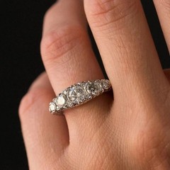 Round Cut Lab Created Diamond Art Deco Style 14K White Gold FN Engagement Ring