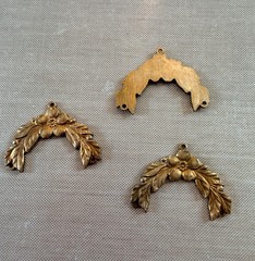 Vintage Brass Floral Leaf Connectors 32x25mm 3 Point Jewelry Findings NOS Lot of