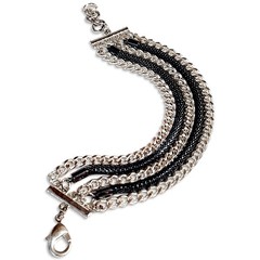 VTG Edgy 90s Stainless & Black Cable Multi Chain Everyday Statement Bracelet 9″