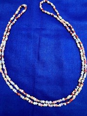 Necklace Gold Red White Pink Beads Vintage Estate 36″-Versitile- Ships From USA