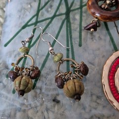 Mixed Earring Lot Of 8 Pairs Metal, Wood, Beads Stone 1 Clip on Some New