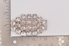 Vintage Clear Rhinestone Bezel Crystal Cluster Brooch Heavy Statement 60s BinBK