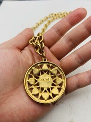 Vintage Gold Tone Pastel Renfaire Medallion Chunky Liz Claiborne 28” Necklace