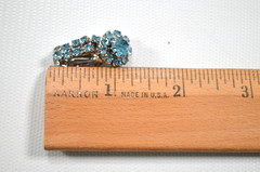 Vintage Clip-on Earrings Blue Rhinestone Silver Tone Glamorous Party
