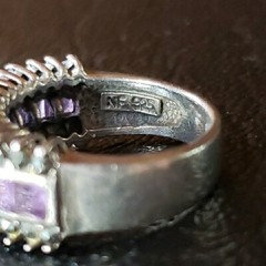 Sterling Silver/Amethyst/Marcasite Vintage Ring-size 6-nickel free