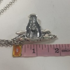 Vintage 90s Silver Tone Bull Head Horns Longhorn Repurposed Pendant Necklace