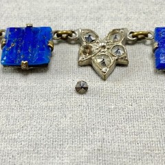 Vintage Art Deco Sterling Silver Costume Glass & Blue Sodalite Jewelry Lot As Is