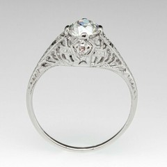 Art Deco Round Cut Lab Created Diamond Wedding Bridal 14K White Gold Finish Ring