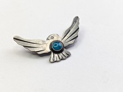 Vtg Handmade Navajo Fred Harvey Era Sterling Silver Thunderbird Turquoise Brooch