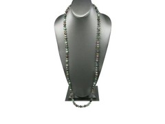Vintage Yoli Gemstone Moss Agate Stone Faceted Glass Beaded Necklace Toggle