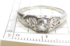 Antique Art Deco 1920’s Diamond Engagement 18KW Ring Size 8.5 UK-Q1/2 EGL USA