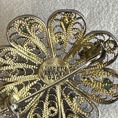 VTG Sterling Silver 925 Filigree Flower Brooch Pin Blue Stones Signed Israel
